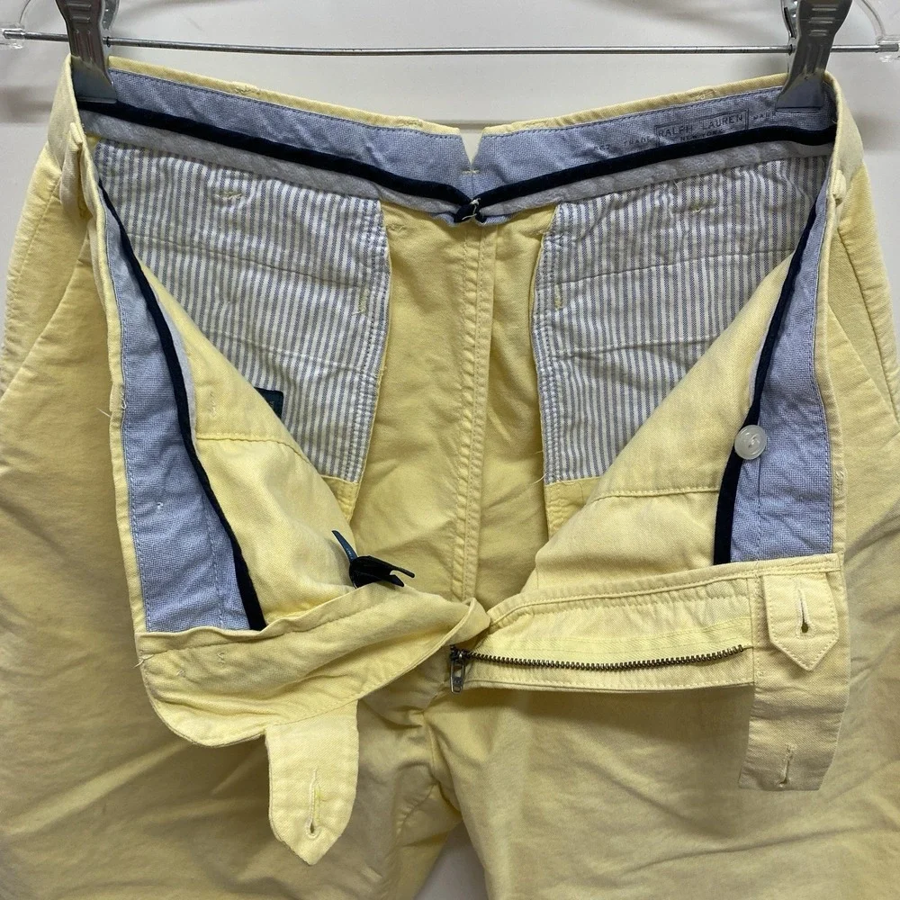 As Is Polo Ralph Lauren Yellow Flat Front Shorts Mens 33 34 Waist 9